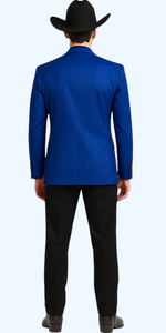 Two Toned Royal Light Blue Two Buttons Velvet or Dress Suits for Men Fabrics (Your Choice) Tuxedo Suit Or Dinner Jacket Black Lapeled