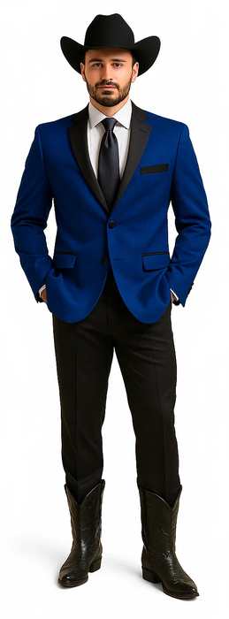 Two Toned Royal Light Blue Two Buttons Velvet or Dress Suits for Men Fabric (Your Choice) Tuxedo Suit Or Dinner Jacket Black Lapeled
