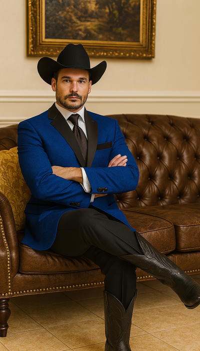 Two Toned Royal Light Blue Two Buttons Velvet or Dress Suits for Men Fabric (Your Choice) Tuxedo Suit Or Dinner Jacket Black Lapeled