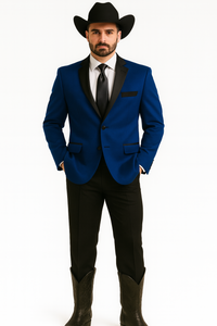 Two Toned Royal Light Blue Two Buttons Velvet or Dress Suits for Men Fabrics (Your Choice) Tuxedo Suit Or Dinner Jacket Black Lapeled