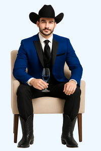 Two Toned Royal Light Blue Two Buttons Velvet or Dress Suits for Men Fabrics (Your Choice) Tuxedo Suit Or Dinner Jacket Black Lapeled