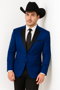 Two Toned Royal Light Blue Two Buttons Velvet or Dress Suits for Men Fabrics (Your Choice) Tuxedo Suit Or Dinner Jacket Black Lapeled
