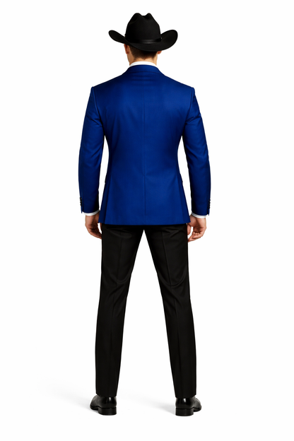 Two Toned Royal Light Blue Two Buttons Velvet or Dress Suits for Men Fabric (Your Choice) Tuxedo Suit Or Dinner Jacket Black Lapeled