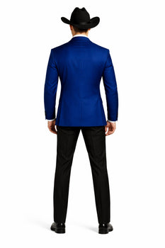 Two Toned Royal Light Blue Two Buttons Velvet or Dress Suits for Men Fabric (Your Choice) Tuxedo Suit Or Dinner Jacket Black Lapeled