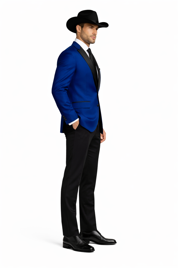 Two Toned Royal Light Blue Two Buttons Velvet or Dress Suits for Men Fabric (Your Choice) Tuxedo Suit Or Dinner Jacket Black Lapeled