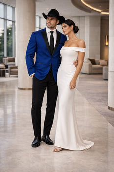 Two Toned Royal Light Blue Two Buttons Velvet or Dress Suits for Men Fabric (Your Choice) Tuxedo Suit Or Dinner Jacket Black Lapeled