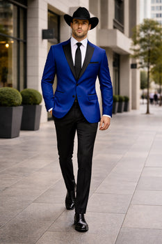 Two Toned Royal Light Blue Two Buttons Velvet or Dress Suits for Men Fabric (Your Choice) Tuxedo Suit Or Dinner Jacket Black Lapeled