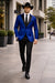 Two Toned Royal Light Blue Two Buttons Velvet or Dress Suits for Men Fabric (Your Choice) Tuxedo Suit Or Dinner Jacket Black Lapeled