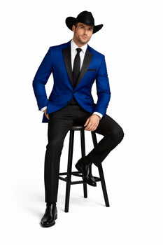 Two Toned Royal Light Blue Two Buttons Velvet or Dress Suits for Men Fabric (Your Choice) Tuxedo Suit Or Dinner Jacket Black Lapeled