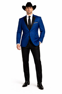 Two Toned Royal Light Blue Two Buttons Velvet or Dress Suits for Men Fabrics (Your Choice) Tuxedo Suit Or Dinner Jacket Black Lapeled