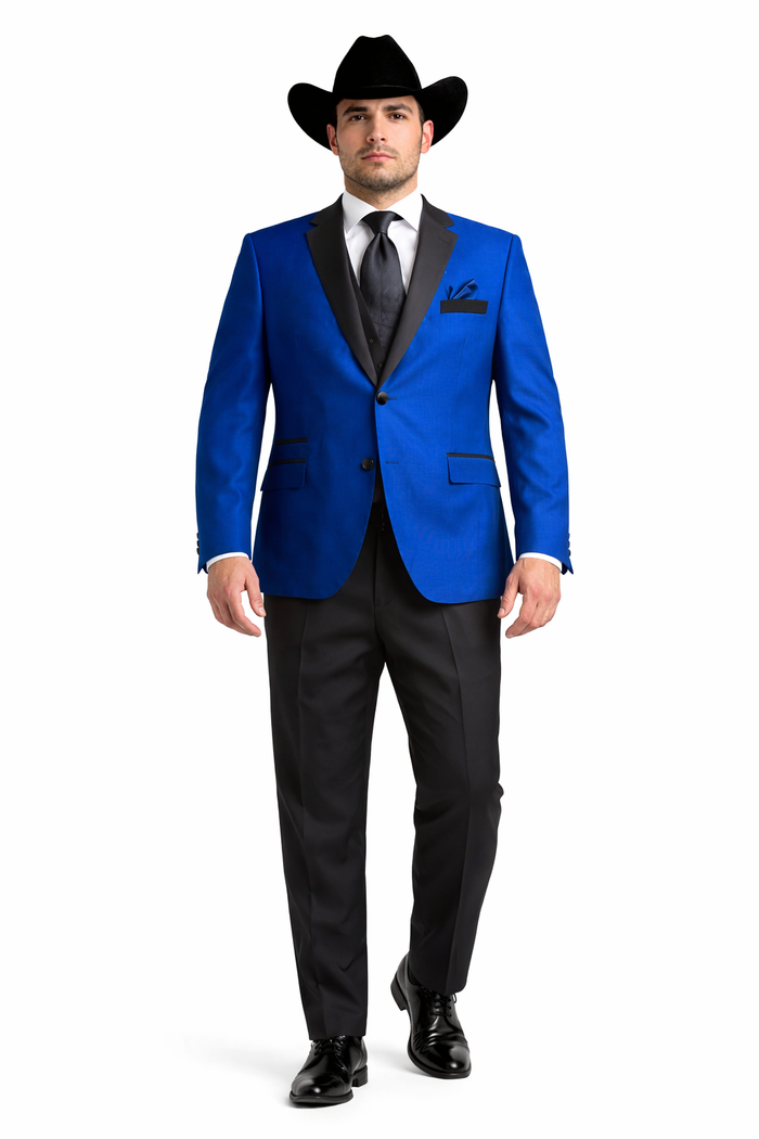 Two Toned Royal Light Blue Two Buttons Velvet or Dress Suits for Men Fabrics (Your Choice) Tuxedo Suit Or Dinner Jacket Black Lapeled