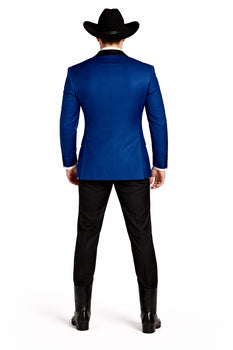 Two Toned Royal Light Blue Two Buttons Velvet or Dress Suits for Men Fabrics (Your Choice) Tuxedo Suit Or Dinner Jacket Black Lapeled