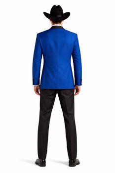 Two Toned Royal Light Blue Two Buttons Velvet or Dress Suits for Men Fabrics (Your Choice) Tuxedo Suit Or Dinner Jacket Black Lapeled