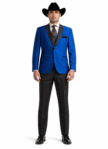 Two Toned Royal Light Blue Two Buttons Velvet or Dress Suits for Men Fabrics (Your Choice) Tuxedo Suit Or Dinner Jacket Black Lapeled