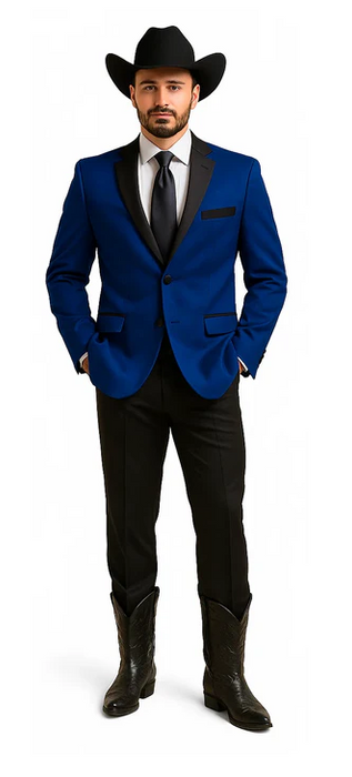Two Toned Royal Light Blue Two Buttons Velvet or Dress Suits for Men Fabrics (Your Choice) Tuxedo Suit Or Dinner Jacket Black Lapeled