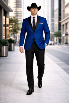 Two Toned Royal Light Blue Two Buttons Velvet or Dress Suits for Men Fabrics (Your Choice) Tuxedo Suit Or Dinner Jacket Black Lapeled