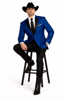 Two Toned Royal Light Blue Two Buttons Velvet or Dress Suits for Men Fabrics (Your Choice) Tuxedo Suit Or Dinner Jacket Black Lapeled