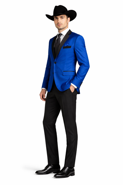 Two Toned Royal Light Blue Two Buttons Velvet or Dress Suits for Men Fabrics (Your Choice) Tuxedo Suit Or Dinner Jacket Black Lapeled