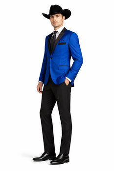 Two Toned Royal Light Blue Two Buttons Velvet or Dress Suits for Men Fabrics (Your Choice) Tuxedo Suit Or Dinner Jacket Black Lapeled