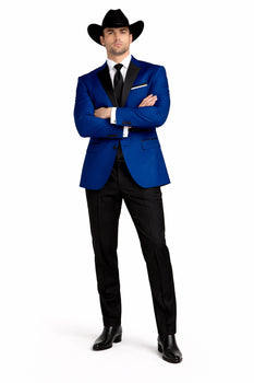 Two Toned Royal Light Blue Two Buttons Velvet or Dress Suits for Men Fabrics (Your Choice) Tuxedo Suit Or Dinner Jacket Black Lapeled