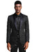 Mens Black Blazer - Men's Slim Fit Wedding & Prom Tonal Paisley Tuxedo Jacket in Black
