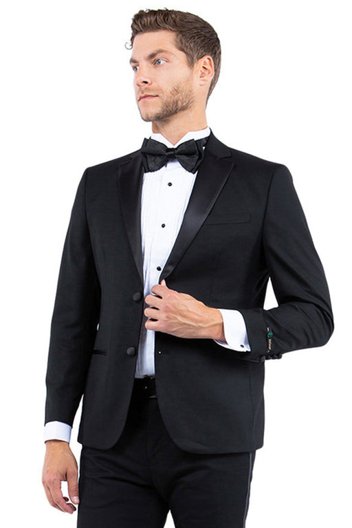 Mens Black Blazer - Men's Modern Fit Two Button Notch Lapel Tuxedo Separates Jacket in Black