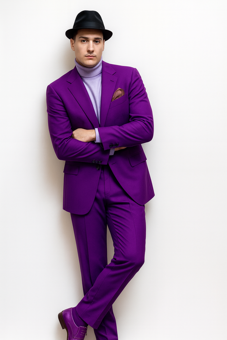 Ultra Smooth 2 Button Cheap Priced Business Suits Clearance Sale Purple