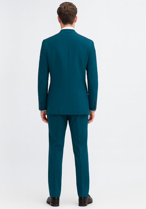 Umberto Bonelli Men's Two Buttons Dark Teal 2-piece suits Flat Front Pants