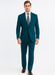 Umberto Bonelli Men's Two Buttons Dark Teal 2-piece suits Flat Front Pants