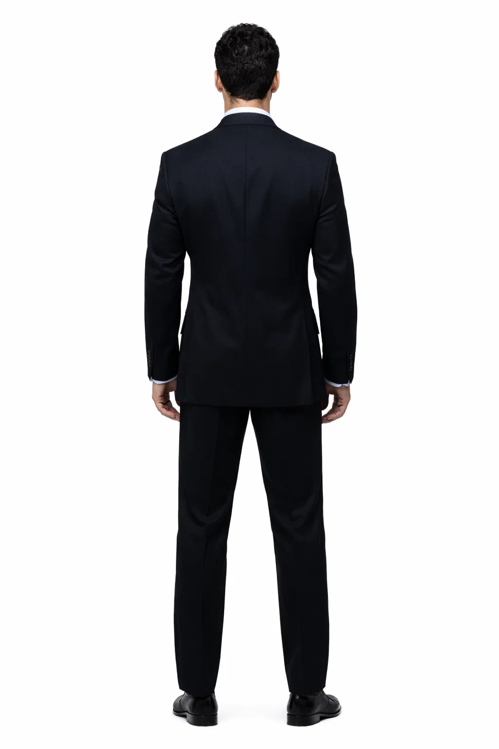 Unique 2PC 3 Button Dark Navy Blue Men's Suit With Flat Front Pants