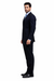 Unique 2PC 3 Button Dark Navy Blue Men's Suit With Flat Front Pants