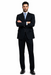 Unique 2PC 3 Button Dark Navy Blue Men's Suit With Flat Front Pants