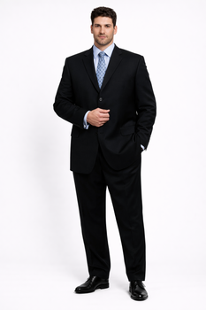 Unique 2PC 3 Button Dark Navy Blue Men's Suit With Flat Front Pants
