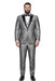 Mens Sharkskin Suits Mens Unique Bright Tuxedo Suits Vested 3 Pieces black lapel Shiny Flashy Sharskin Silver - Three Piece Suit
