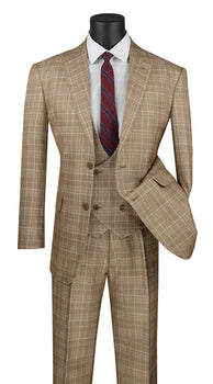 Men’s Renaissance Collection Camel 3 Piece Suit with Jacket, Vest and Pants, Formal Wedding Dress Suit