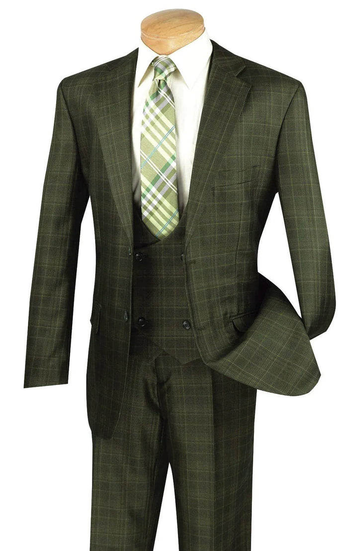 Renaissance Collection - Regular Fit 3 Piece Suit Olive Modern Fit