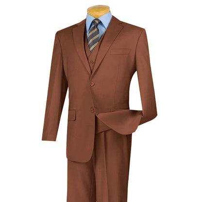 Morgan Collection Men's Cognac 3 Piece Suit – Regular Fit 2 Button Wedding, Business & Formal Suit  Modern Fit