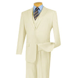 Morgan Collection - Regular Fit 3 Piece Suit 2 Button Ivory Modern Fit