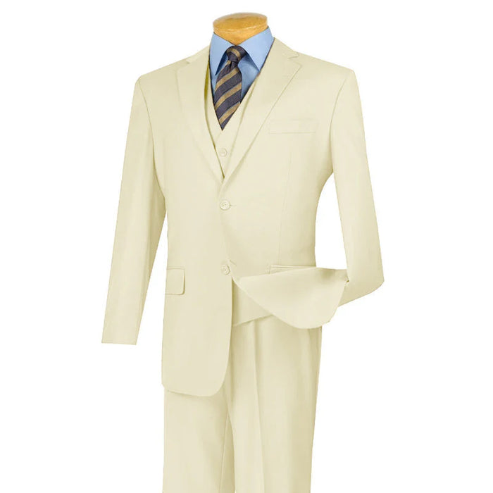 Morgan Collection - Regular Fit 3 Piece Suit 2 Button Ivory Modern Fit
