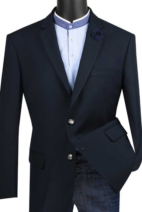 Mens Black Blazer - Mens Classic Fit 2 Button Dress Blazer Sport Jacket in Navy Blue