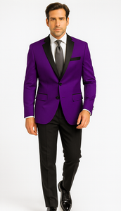 Velour Men's blazer Jacket Purple Two Button Party Suit & Tuxedo & w/ Black  Velvet or Suit Fab