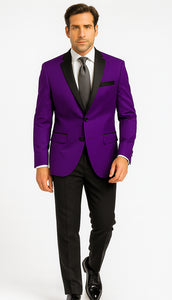 Velour Men's blazer Jacket Purple Two Button Party Suit & Tuxedo & w/ Black  Velvet or Suit Fab