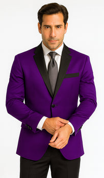 Velour Men's blazer Jacket Purple Two Button Party Suit & Tuxedo & w/ Black  Velvet or Suit Fab