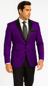 Velour Men's blazer Jacket Purple Two Button Party Suit & Tuxedo & w/ Black  Velvet or Suit Fab