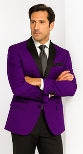 Velour Men's blazer Jacket Purple Two Button Party Suit & Tuxedo & w/ Black  Velvet or Suit Fab