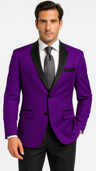 Velour Men's blazer Jacket Purple Two Button Party Suit & Tuxedo & w/ Black  Velvet or Suit Fab