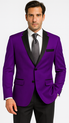 Velour Men's blazer Jacket Purple Two Button Party Suit & Tuxedo & w/ Black  Velvet or Suit Fab