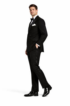 Black Double Breasted Suits Tuxedo Jacket + Pants
