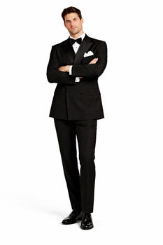 Black Double Breasted Suits Tuxedo Jacket + Pants