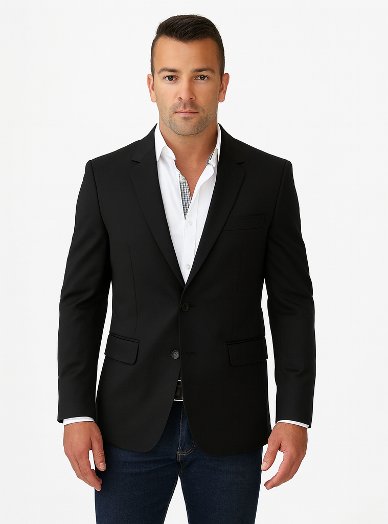 men's black dress jacket Mens Performance Suit fit Satin peak lapel One button closure Velvet Blazer - Mens Velvet